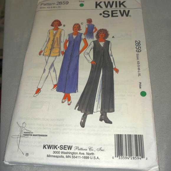 🗺️ Kwik Sew 2859, 90's Sewing Pattern, Misses' Vests & Jumper, Size XS-XL, Rare - Picture 10 of 12